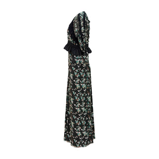 Christian Dior Black Floral Ruffle Maxi Dress