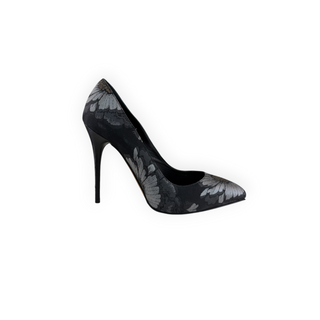 Alexander McQueen Black Floral Jacquard Pointed-Toe Stiletto Pumps