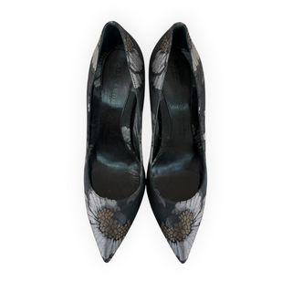Alexander McQueen Black Floral Jacquard Pointed-Toe Stiletto Pumps
