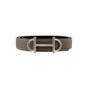 Hermès Etoupe Epsom Leather Reversible H Buckle Belt Palladium Hardware