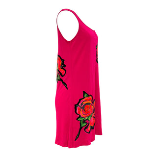 Louis Vuitton Fuchsia Floral Print Sleeveless Shift Dress