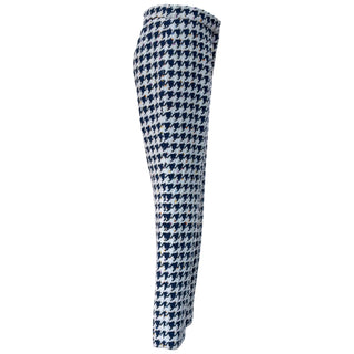 Chanel Navy Blue & Ivory Houndstooth Tweed Trouser Suit