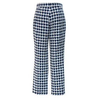 Chanel Navy Blue & Ivory Houndstooth Tweed Trouser Suit