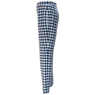 Chanel Navy Blue & Ivory Houndstooth Tweed Trouser Suit