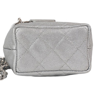 Chanel Trendy CC Mini Vanity Top Handle Bag in Metallic Silver Caviar Leather