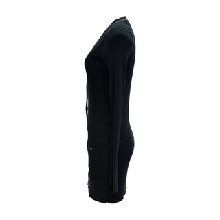 Chanel Black CC Logo Ribbed Knit Long Cardigan