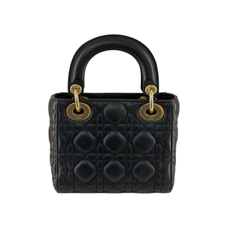 Christian Dior Black Cannage Quilted Leather Mini Lady Dior Bag Gold Hardware