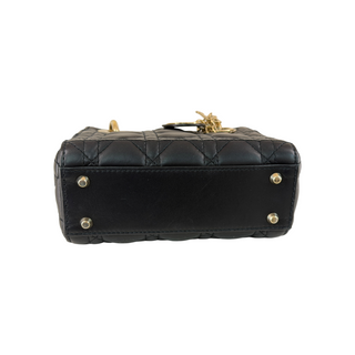 Christian Dior Black Cannage Quilted Leather Mini Lady Dior Bag Gold Hardware