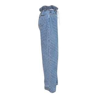 Miu Miu Logo Denim Paperbag Wide-Leg Jeans