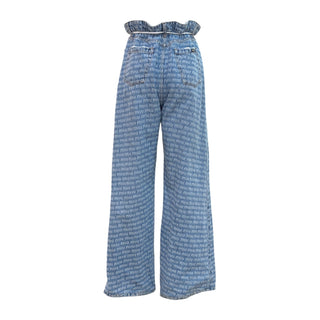 Miu Miu Logo Denim Paperbag Wide-Leg Jeans