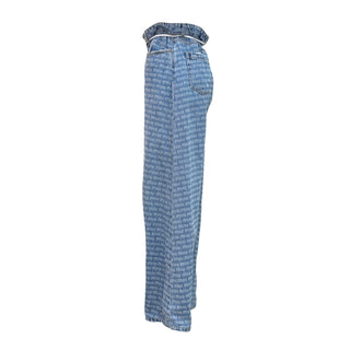 Miu Miu Logo Denim Paperbag Wide-Leg Jeans
