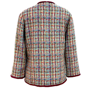 Chanel Multicolour Bouclé Tweed Jacket with Burgundy Trim