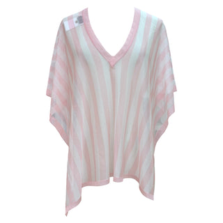 Chanel Pink & White Striped Knit Poncho Top