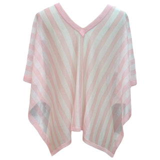 Chanel Pink & White Striped Knit Poncho Top