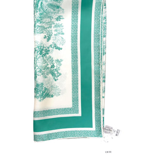 Dior Green Toile de Jouy Silk Square Scarf