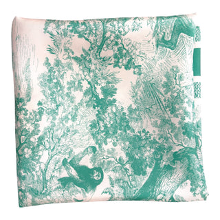 Dior Green Toile de Jouy Silk Square Scarf