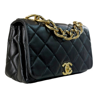 Chanel Medium Color Match Quilted Lambskin Flap Bag Black