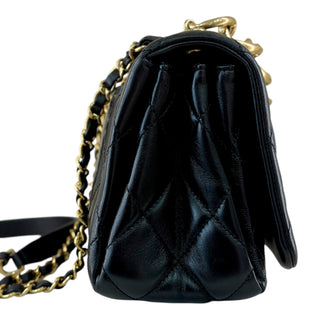 Chanel Medium Color Match Quilted Lambskin Flap Bag Black