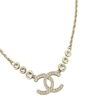 Chanel 2025 Gold Crystal CC Link Pendant Necklace