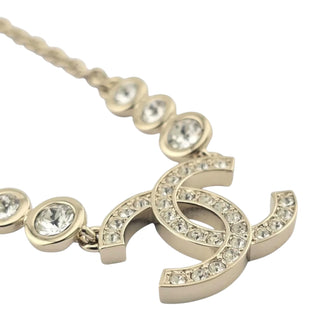 Chanel 2025 Gold Crystal CC Link Pendant Necklace