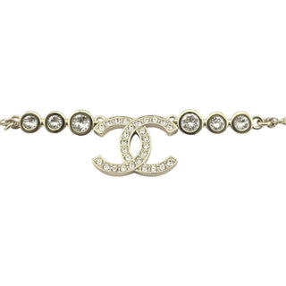 Chanel 2025 Gold Crystal CC Link Pendant Necklace