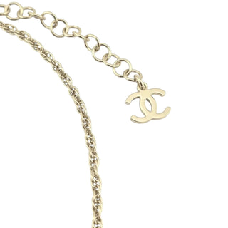Chanel 2025 Gold Crystal CC Link Pendant Necklace