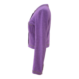 Chanel Cruise 2020 Purple Cotton Blend Chain Trim Jacket
