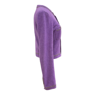 Chanel Cruise 2020 Purple Cotton Blend Chain Trim Jacket