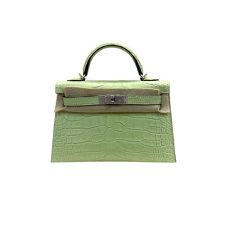 Hermès Mini Kelly II 20 Vert d’Eau Alligator Palladium Hardware