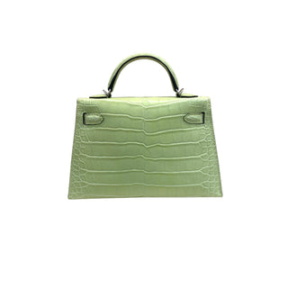 Hermès Mini Kelly II 20 Vert d’Eau Alligator Palladium Hardware