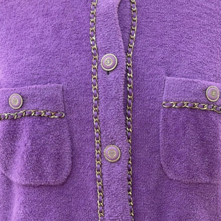 Chanel Cruise 2020 Purple Cotton Blend Chain Trim Jacket