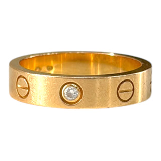 Cartier Love 18K Yellow Gold Diamond Ring Size 49