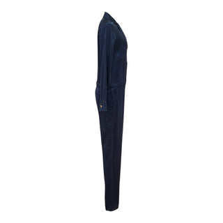 Ralph Lauren Purple Label Navy Silk Blend Tailored Jumpsuit