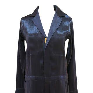 Ralph Lauren Purple Label Navy Silk Blend Tailored Jumpsuit