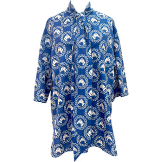 Gucci Horsebit Chain Print Tie-Neck Silk Shirt