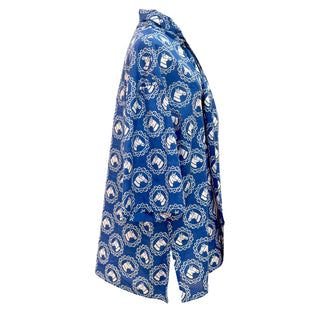 Gucci Horsebit Chain Print Tie-Neck Silk Shirt