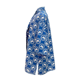 Gucci Horsebit Chain Print Tie-Neck Silk Shirt