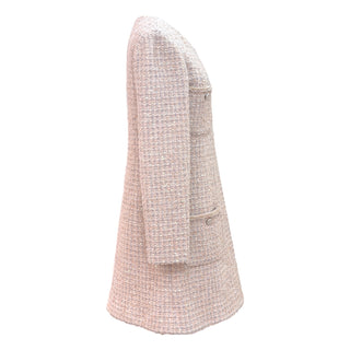 Chanel Pink Sequin Tweed Zip-Front Pocket Coat Dress