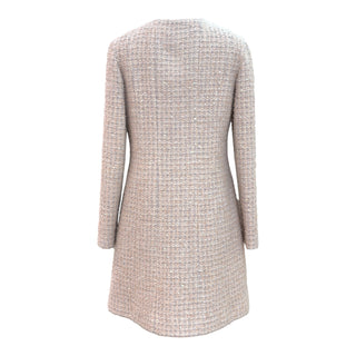 Chanel Pink Sequin Tweed Zip-Front Pocket Coat Dress