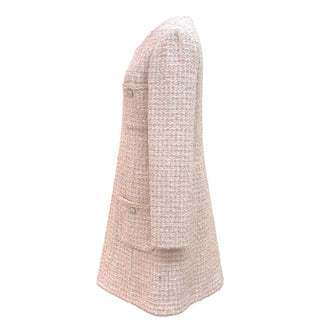 Chanel Pink Sequin Tweed Zip-Front Pocket Coat Dress