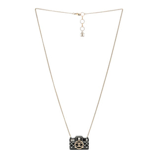 Chanel Black Camera CC Pendant Necklace Gold