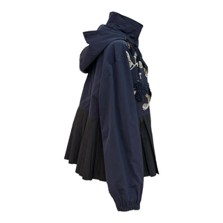Christian Dior SS16 Runway Embroidered Cropped Hooded Jacket with Pleated Hem