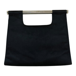 Chanel Black Satin Frame Top Handle Evening Bag