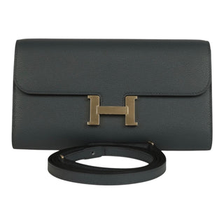 Hermès Constance Long Wallet To Go Blue Leather Gold Hardware