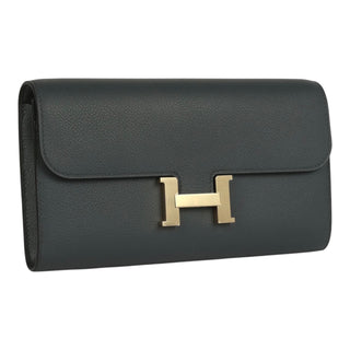 Hermès Constance Long Wallet To Go Blue Leather Gold Hardware