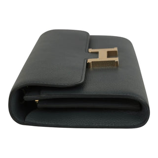 Hermès Constance Long Wallet To Go Blue Leather Gold Hardware