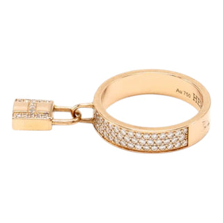 Hermès Kelly Clochette Ring Medium Model 18K Rose Gold Diamond Pavé