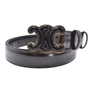 Celine Triomphe Black Leather Belt