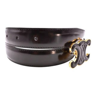 Celine Triomphe Black Leather Belt