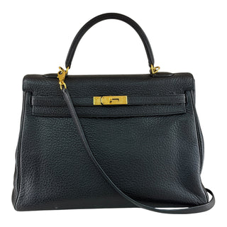 Hermès Kelly 35 Retourne Black Togo Leather Gold Hardware Shoulder Bag
